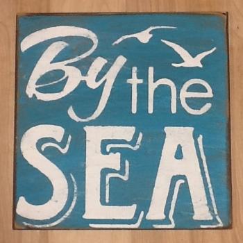 By the Sea primitive sign, beach sign, ocean sign, family decor